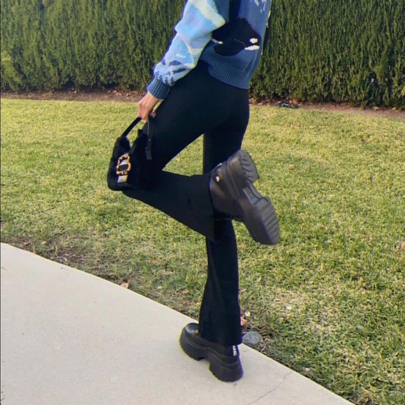 Black High Waisted Flared Pants - Picture 3 of 3